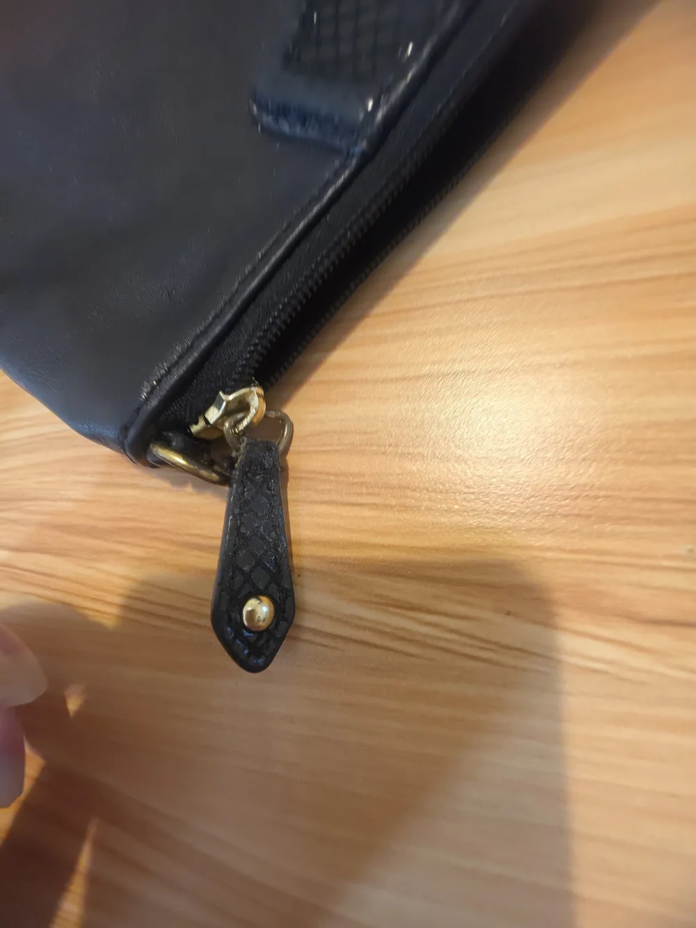 Coach Black Leather Wristlet with Gold Logo